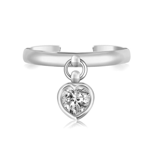 925 Sterling Silber rhodiniert Herz Zirkonia Zehenring