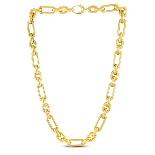 14k Gelbgold Italienische Kette mit abwechselnden Paperclip- und Ovalgliedern
