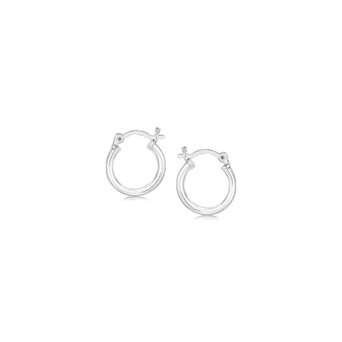 Boucles d'oreilles créoles fines et petites en argent sterling plaqué rhodium (10 mm)