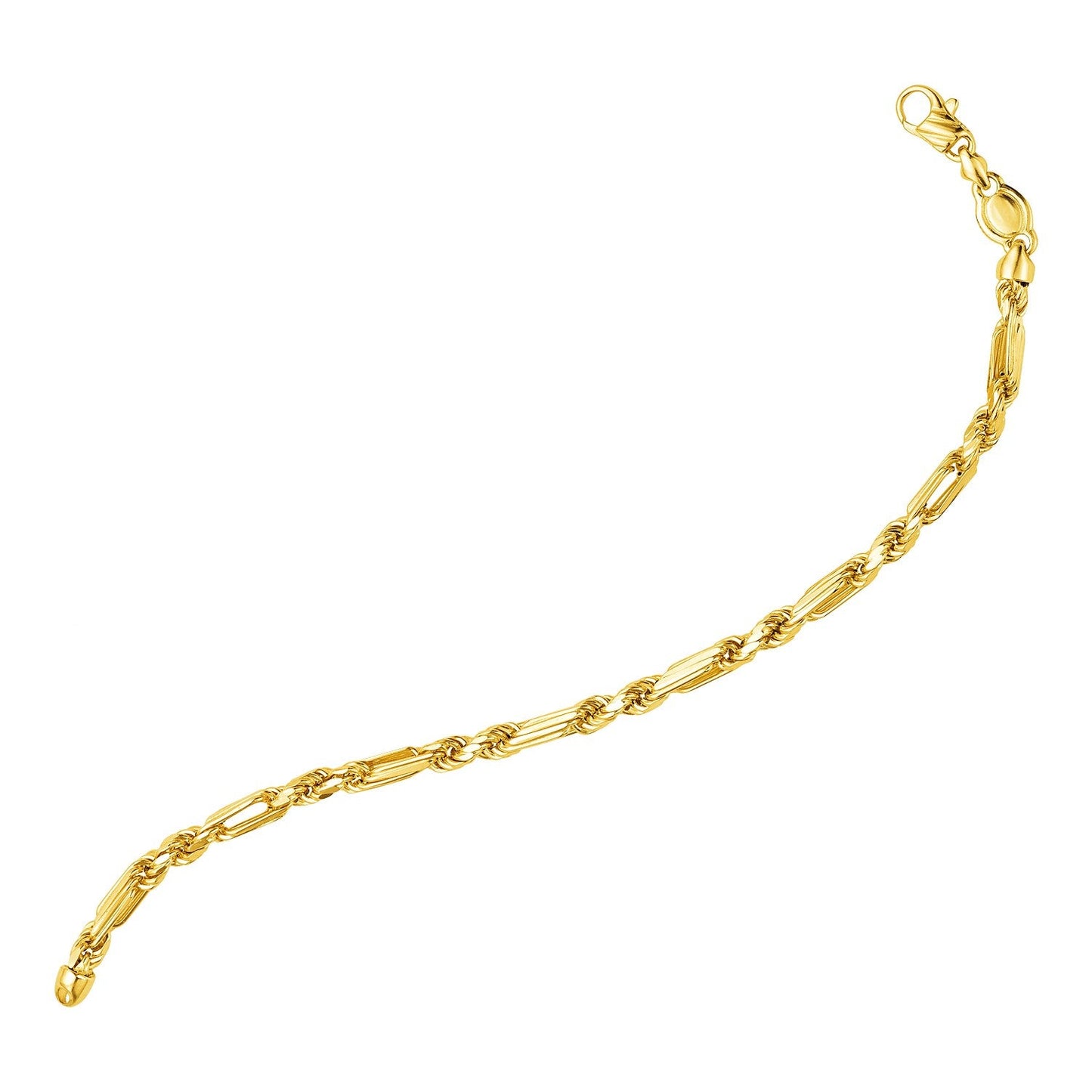 14 Karat Gelbgold Figaro-Kettenarmband, 21,5 cm (4,30 mm)