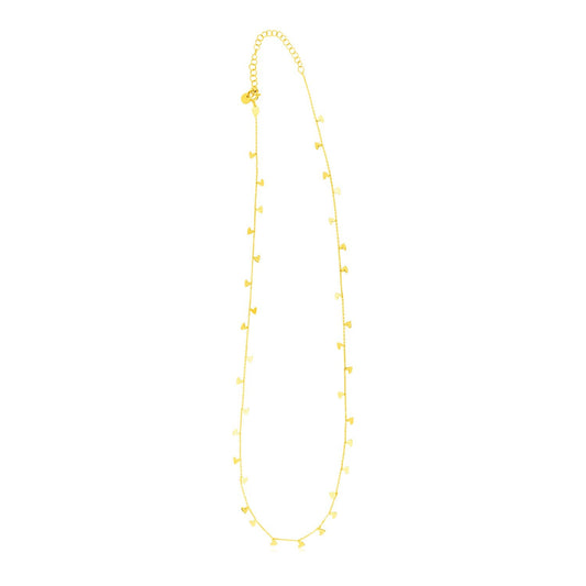 14K Gelbgoldkette mit baumelnden Herzen