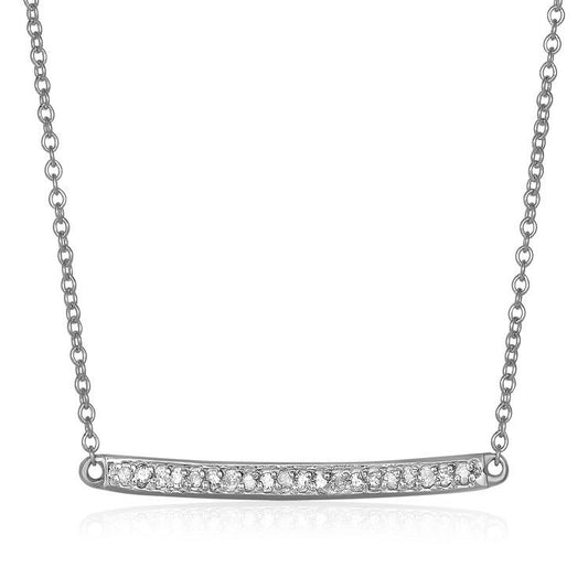 Halskette aus 14 Karat Weißgold mit Gold- und Diamantstab (1/10 Karat Gesamtgewicht)