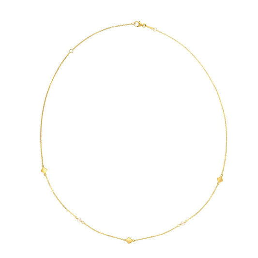14 Karat Gelbgold Perlenkleeblatt Halskette