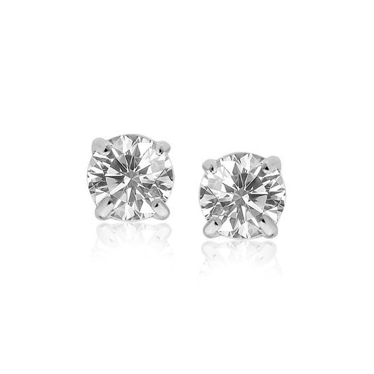 Ohrstecker aus Sterlingsilber mit runden Zirkonia (8 mm)