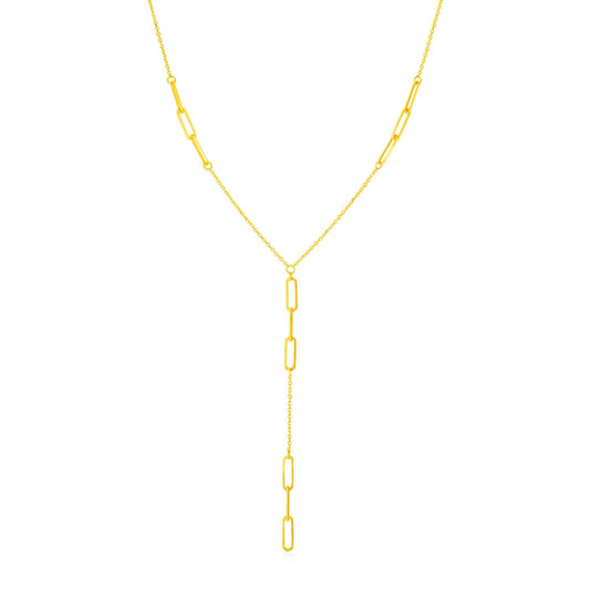 Lariat-Halskette aus 14 Karat Gelbgold mit Paperclip-Kettengliedern