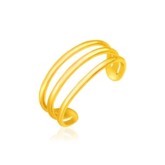 14 Karat Gelbgold Zehenring mit drei Stegen