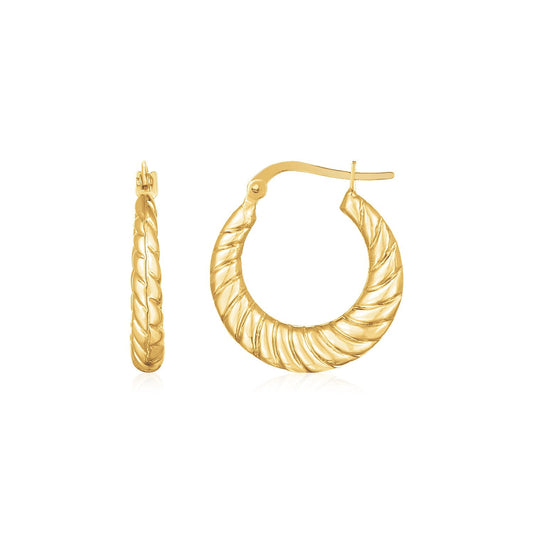 14K Gelbgold polierte gedrehte Kabel-Verlaufsohrringe
