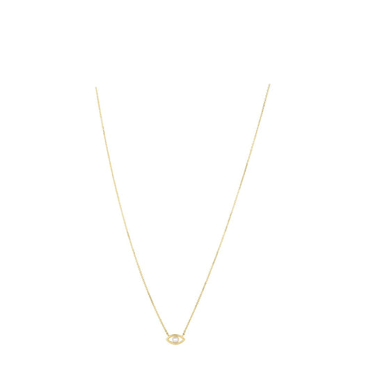 14 Karat Gelbgold Perlen-Halskette mit Evil Eye