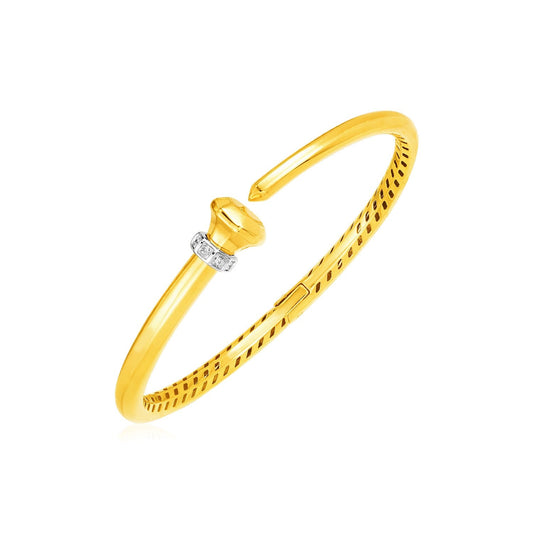 14k Gelbgold Klapparmreif mit Diamanten (3,40 mm)