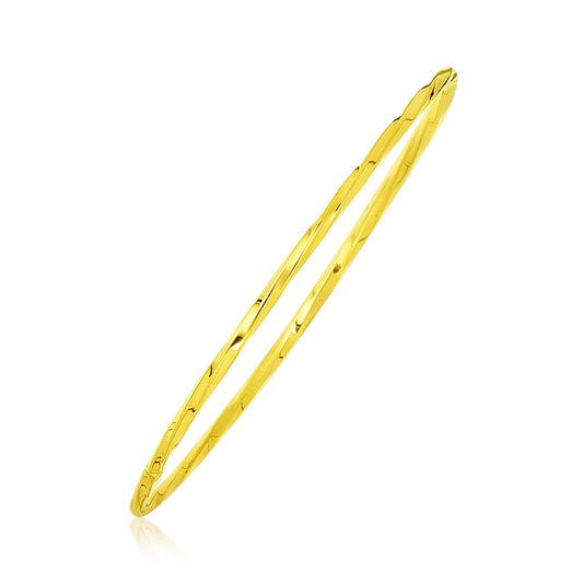 14 Karat Gelbgold dünner gedrehter glänzender Armreif (2,50 mm)