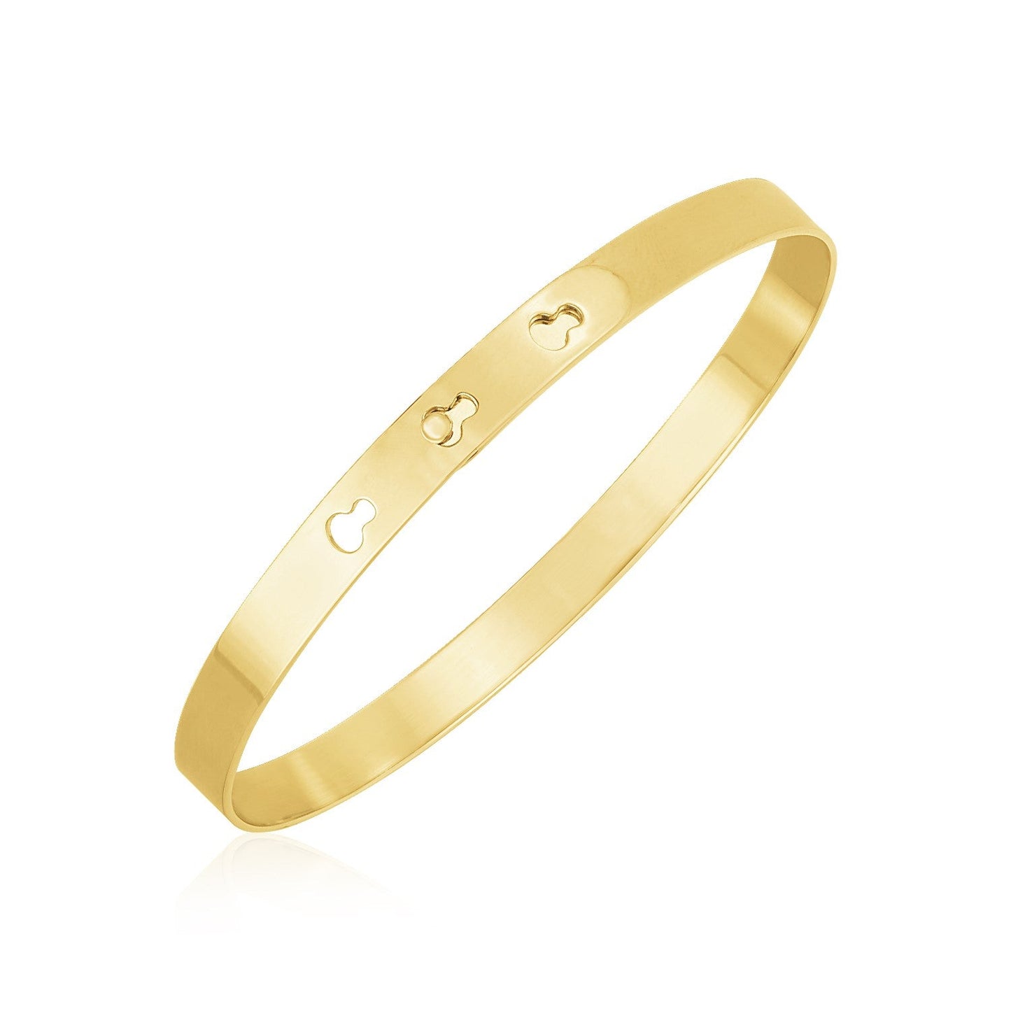Bracelet jonc à fermoir clé en Or Jaune 14 carats, poli (6mm)
