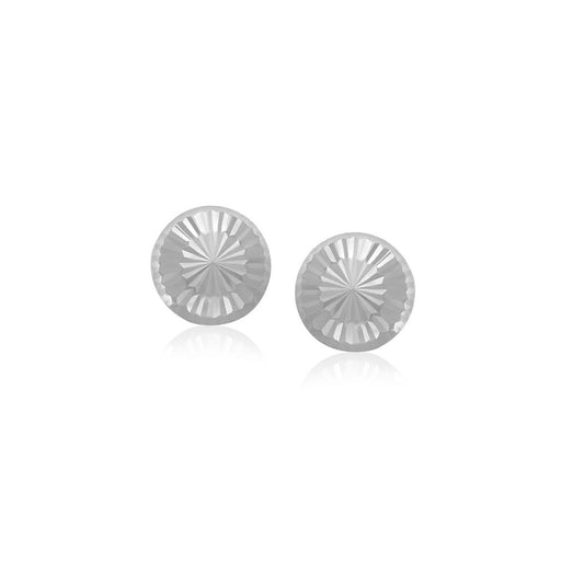 Ohrstecker aus 14 Karat Weißgold, flaches, strukturiertes Design (6mm)
