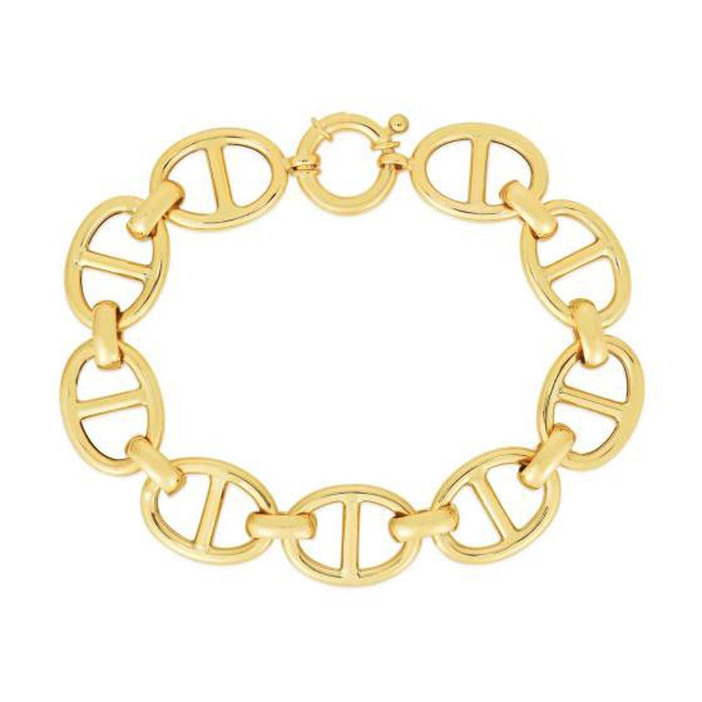 Bracelet maillon marin en or jaune 14 carats, poli (13,80 mm)