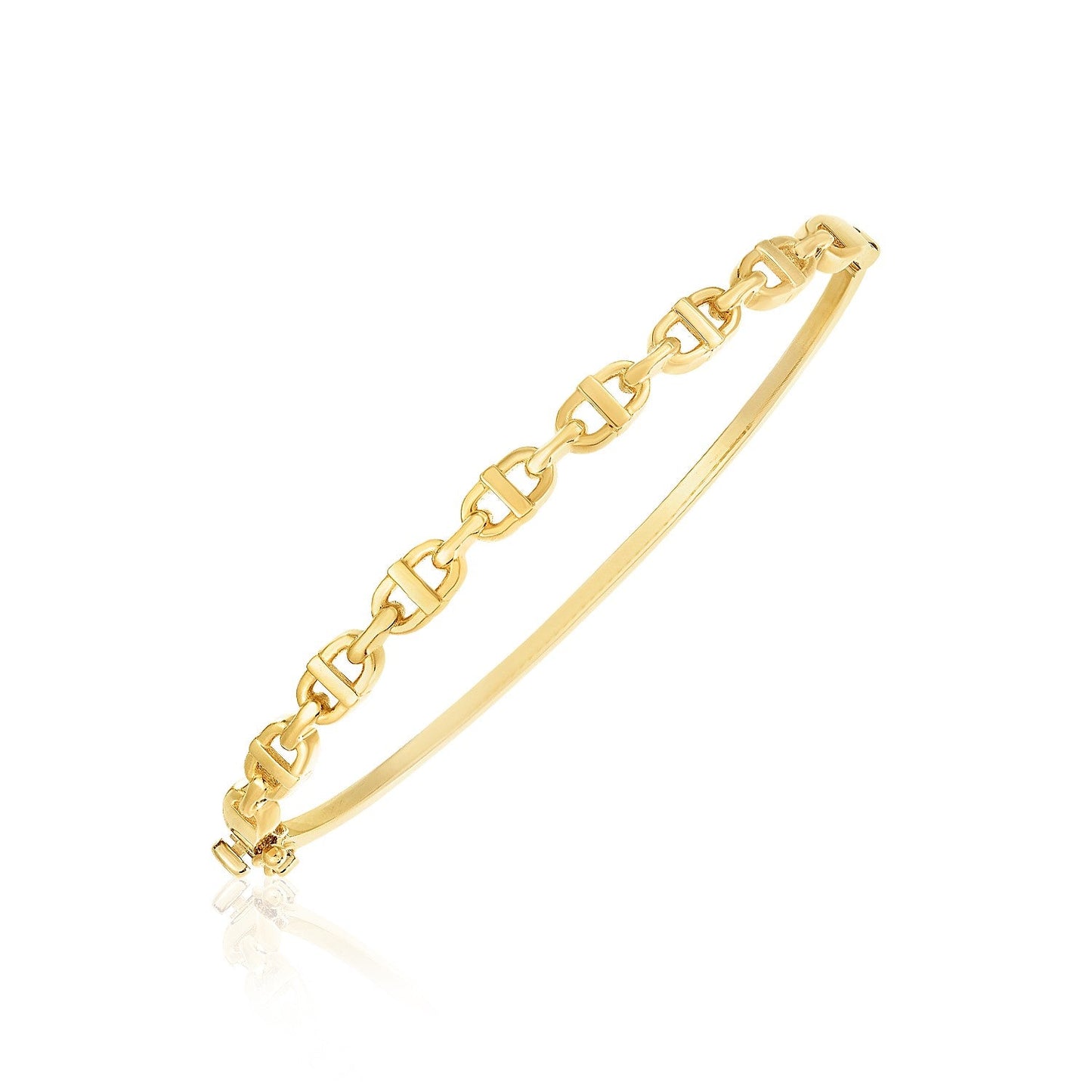 14 Karat Gelbgold Hochglanz Poliertes Aufgeblähtes Mariner-Gliederarmband (4,6 mm)