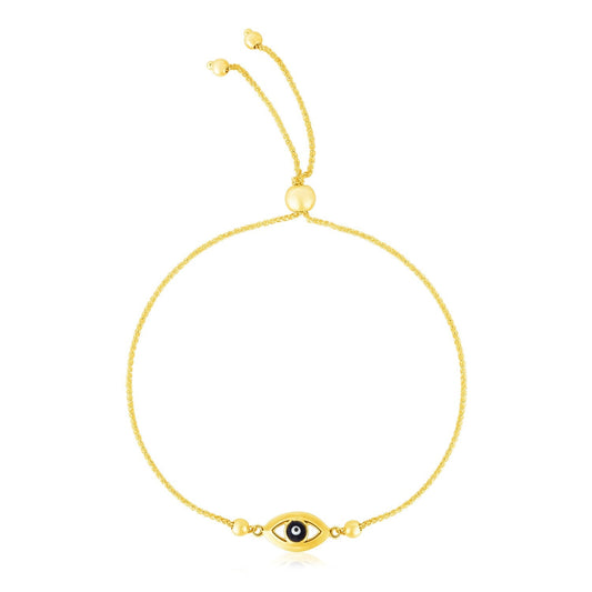 Bracelet œil porte-bonheur réglable en or jaune 14 carats