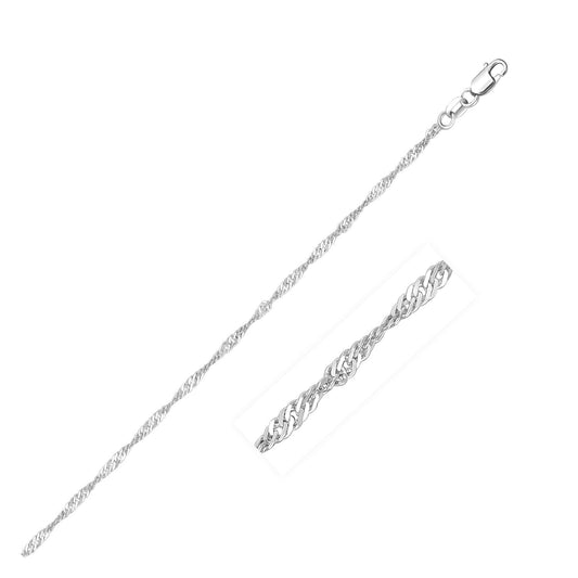 Chaîne Singapour en or blanc 14k (1,30 mm)
