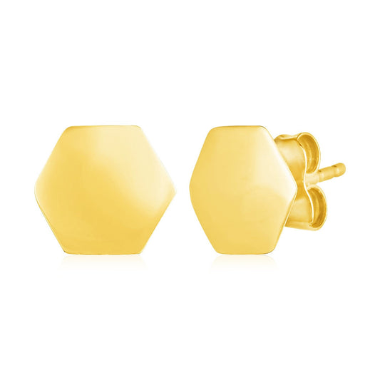 14 Karat Gelbgold Sechskant-Ohrstecker