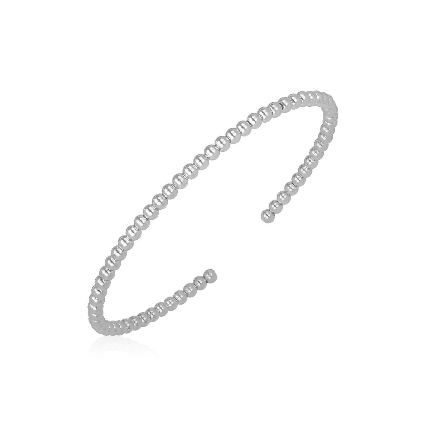 Armreif aus 14 Karat Weißgold, hochglanzpolierte Perlen (3 mm)