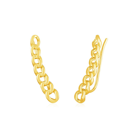 14 Karat Gelbgold Ear Climber Ohrring mit Kettengliedern