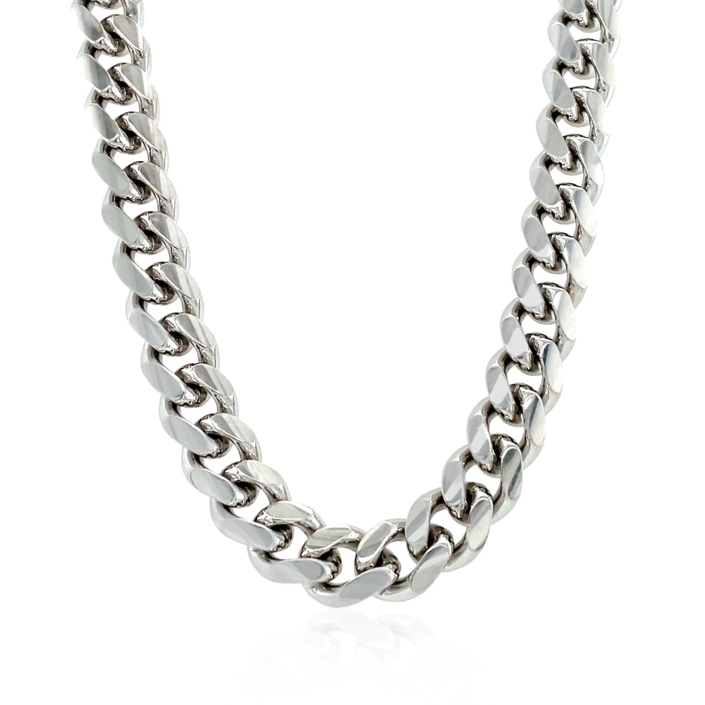 Chaîne Cubaine Miami en Argent Sterling Plaqué Rhodium (8,40 mm)