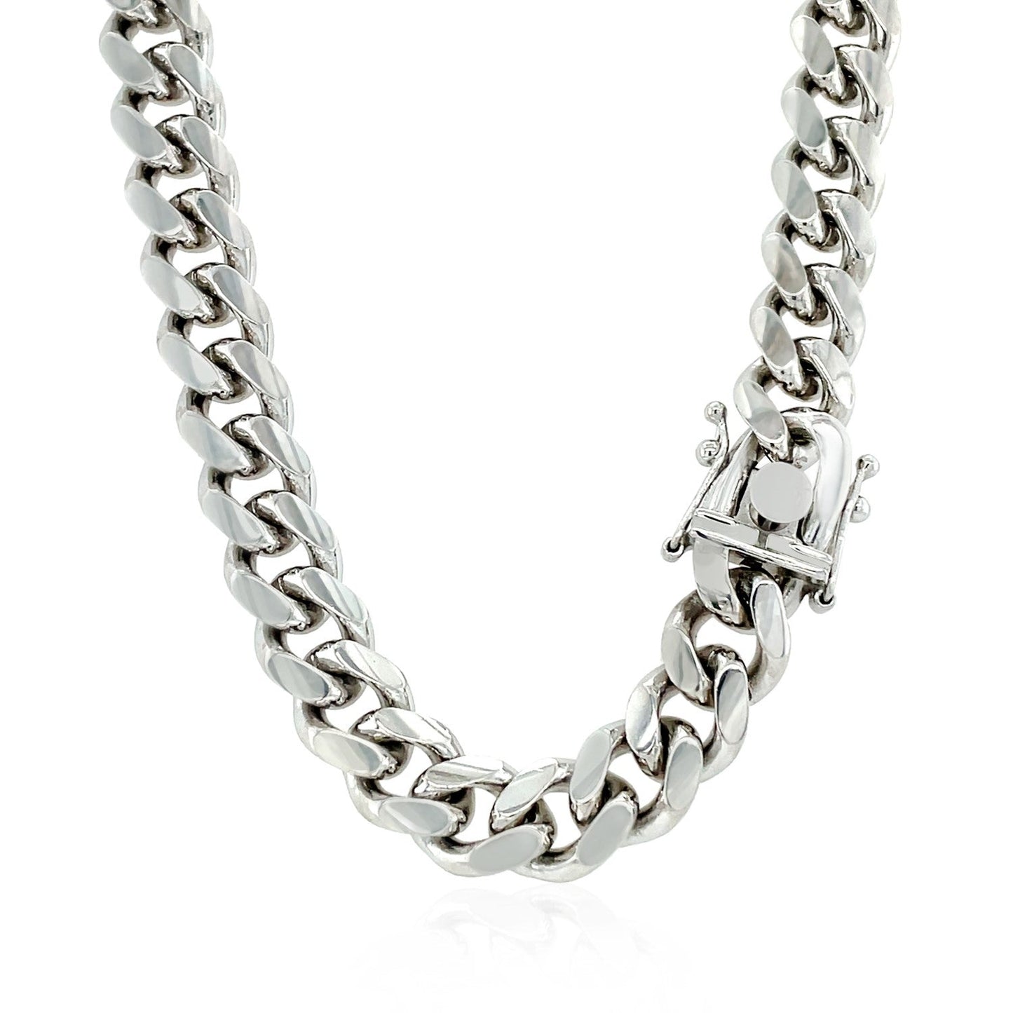 Chaîne Cubaine Miami en Argent Sterling Plaqué Rhodium (8,40 mm)