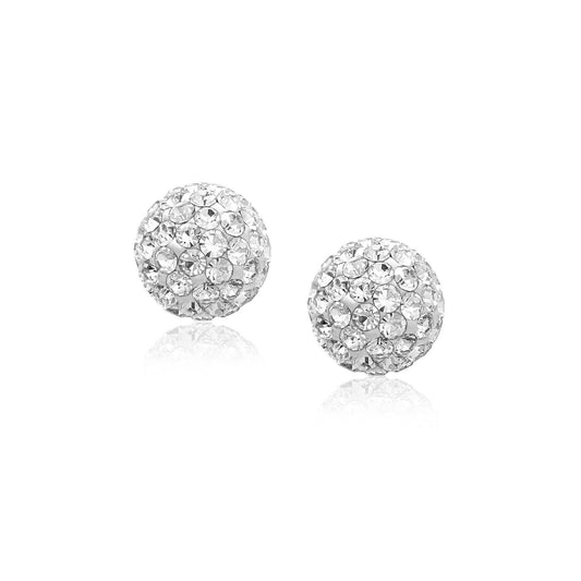 Ohrstecker "White Tone Crystal Ball" aus 14 Karat Gelbgold (8mm)