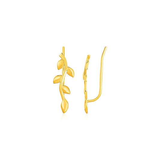 Blattmotiv-Kletterohrringe aus 14 Karat Gelbgold