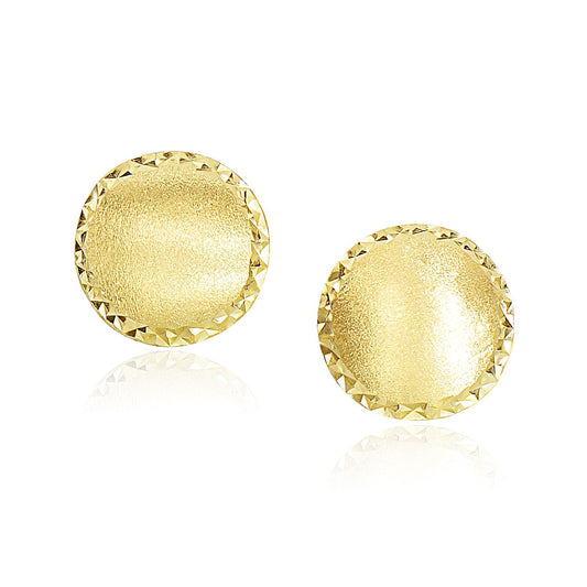 Ohrringe, 14 Karat Gelbgold, gewölbt, satiniert, mit Diamantschliff-Kante (11,3 mm)