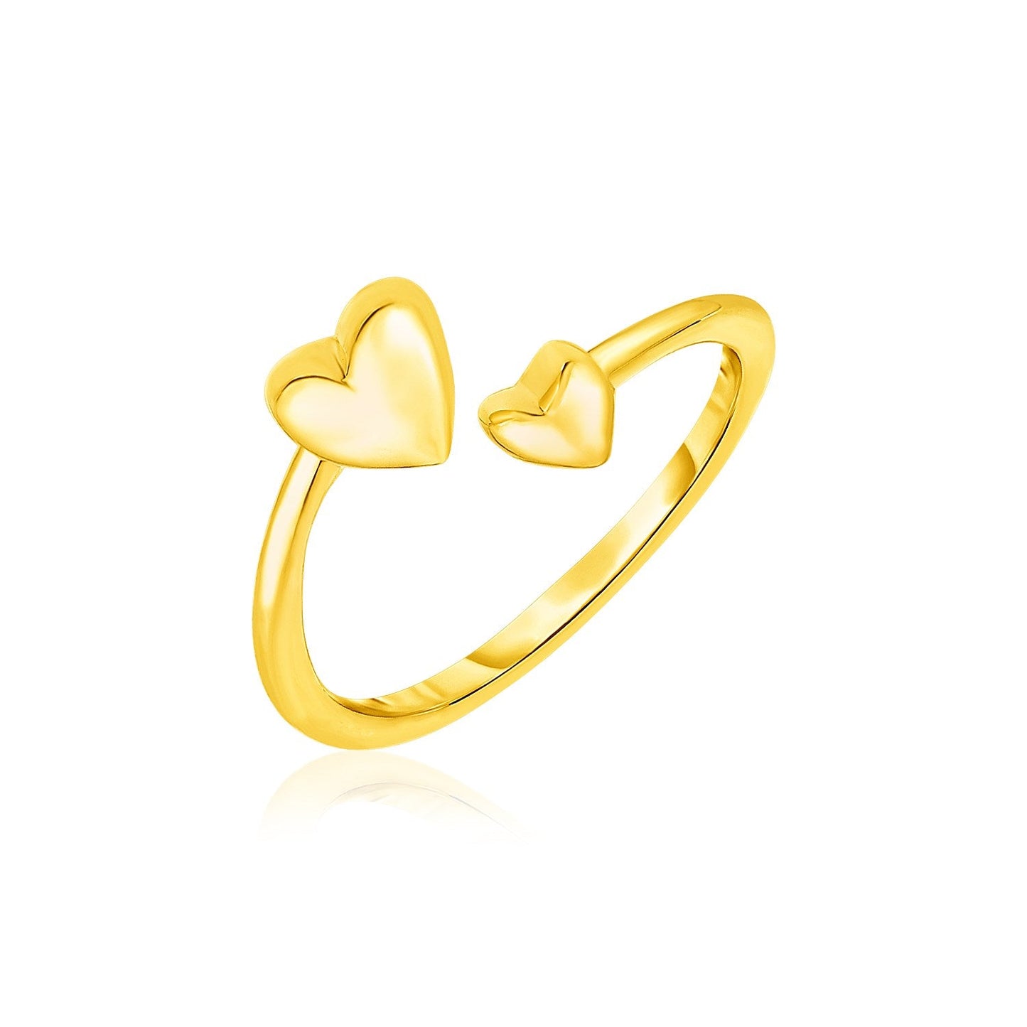 Zehring aus 14 Karat Gelbgold im Wickeldesign mit polierten Herzen