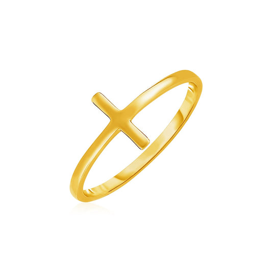 Bague motif croix en or jaune 14 carats