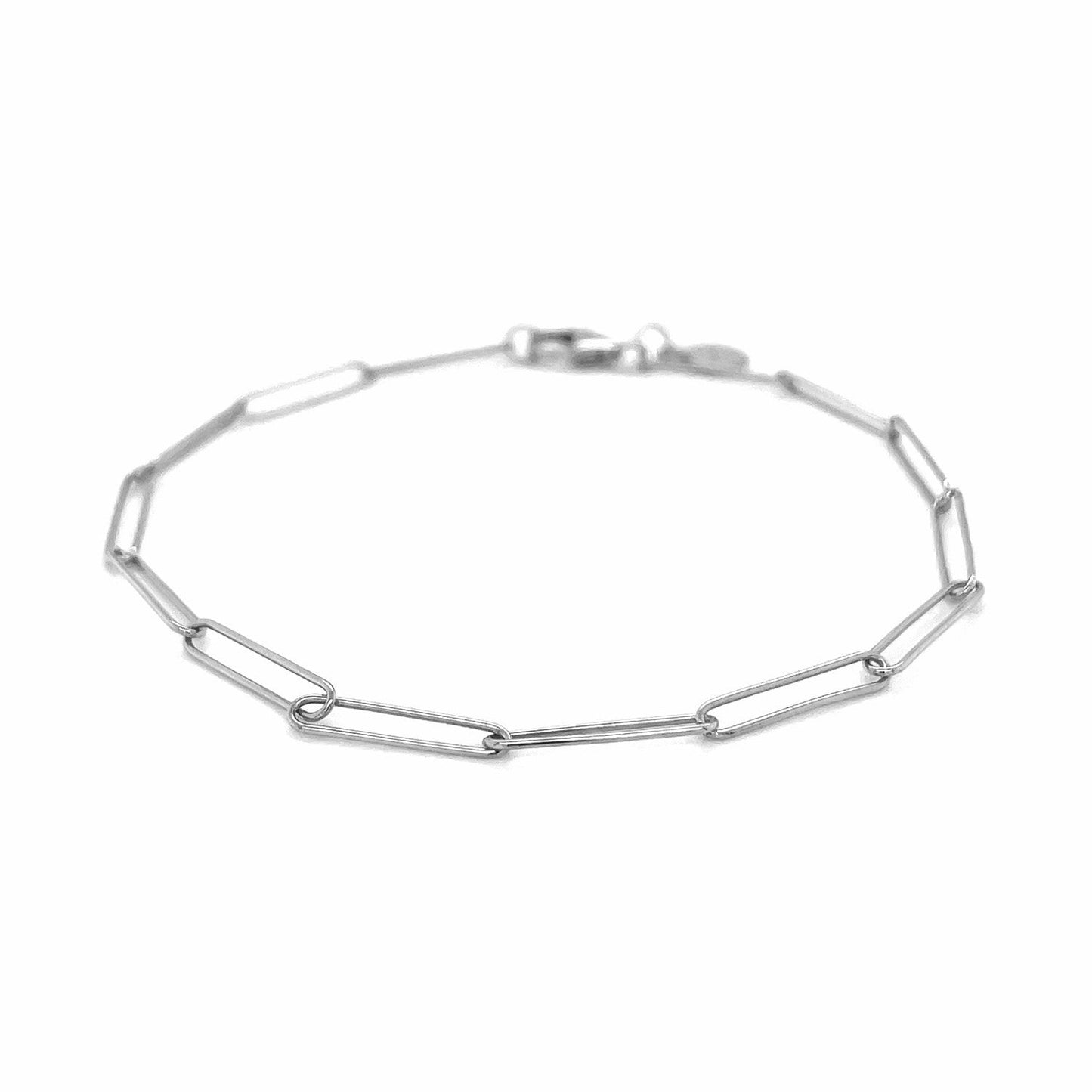 Bracelet en fil d'or blanc 14 carats de type trombones (2,70 mm)