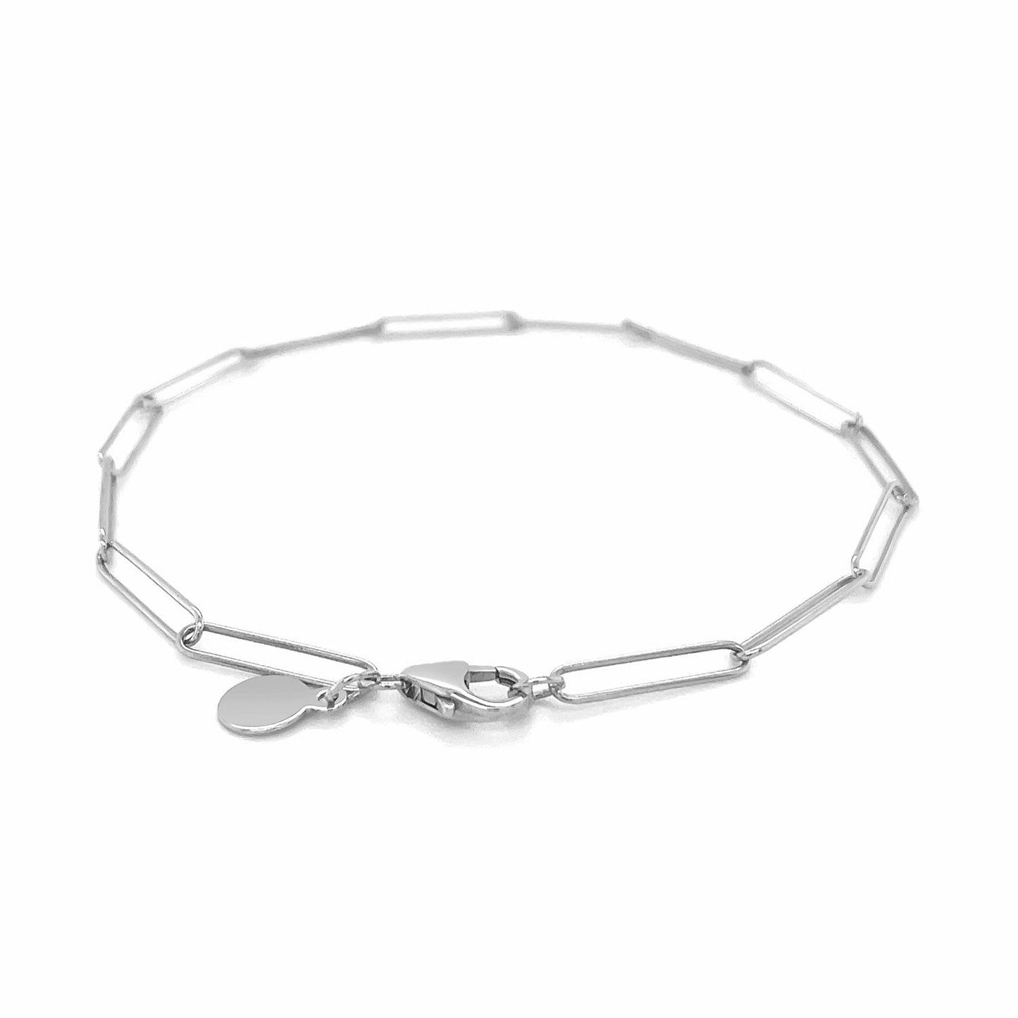 Bracelet en fil d'or blanc 14 carats de type trombones (2,70 mm)