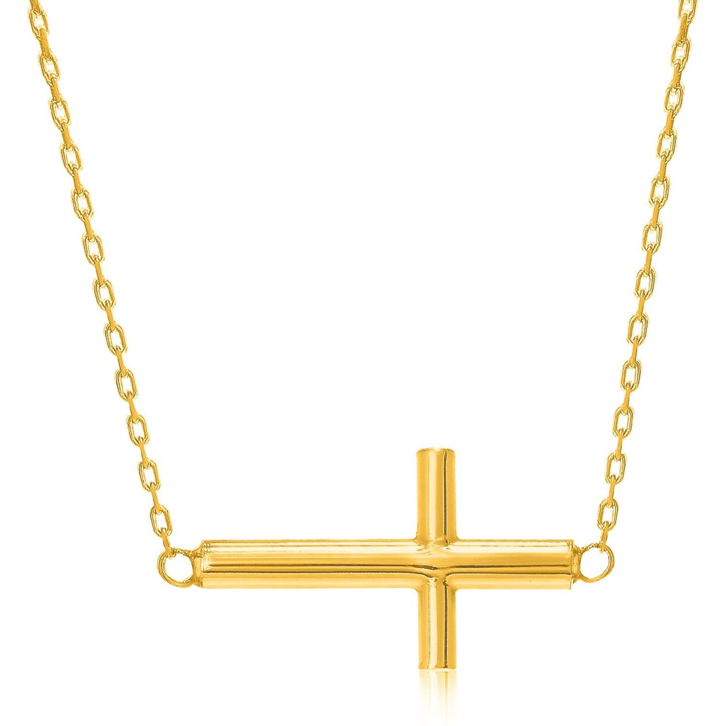 Collier en or jaune 14 carats avec croix polie