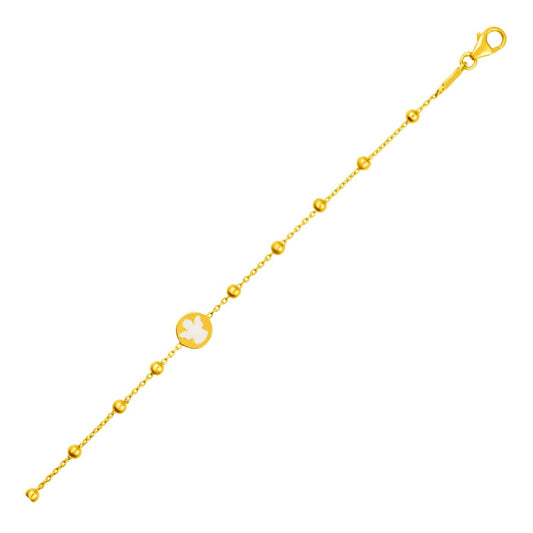 14k Gelbgold Kinderarmband mit Engel und Perlen (6.00 mm)