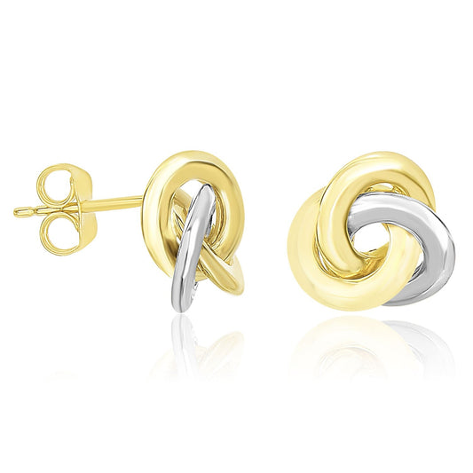 Boucles d'oreilles créoles entrelacées en or deux tons 14 carats