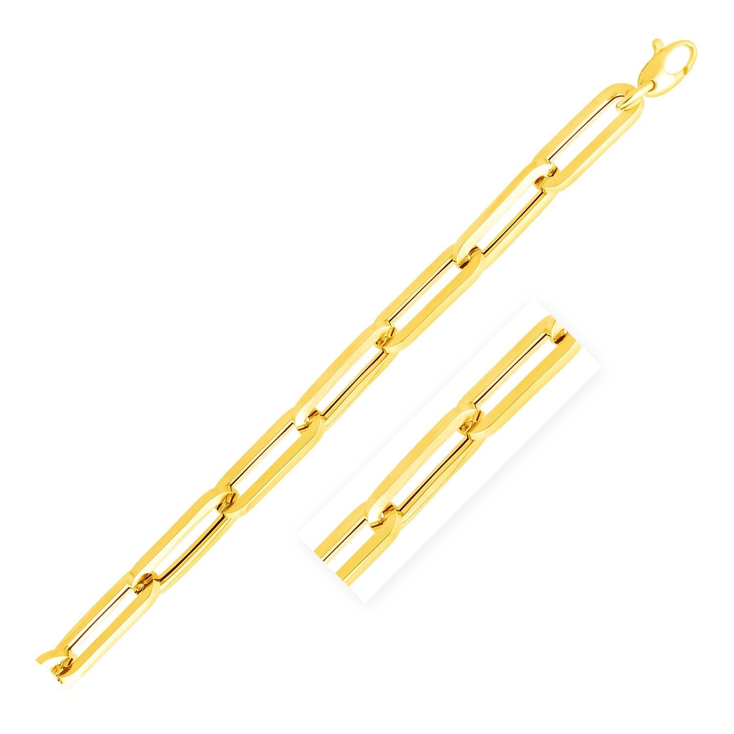 14 Karat Gelbgold 8 Zoll extra breites Paperclip-Kettenarmband (9,60 mm)
