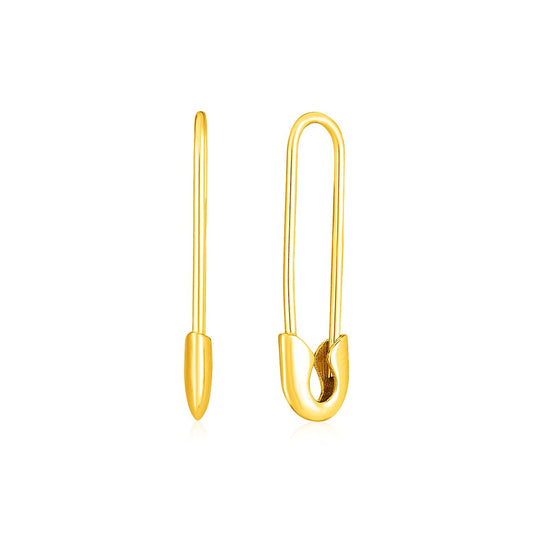 Boucles d'oreilles épingles de sûreté en or jaune 14 carats