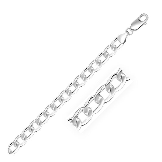 Rhodiniertes Sterling Silber Curb Armband (7,90 mm)