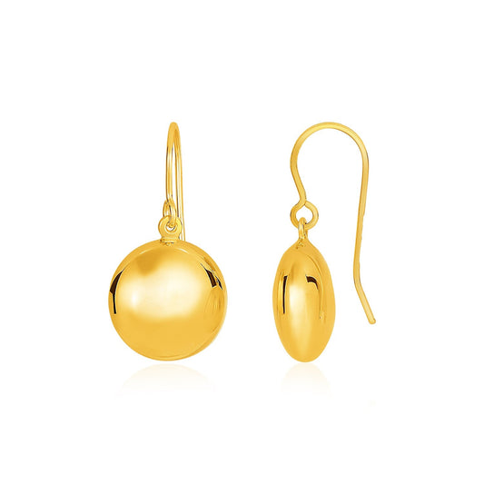 14 Karat Gelbgold Tropfenohrringe in aufgeblasener Kreisform