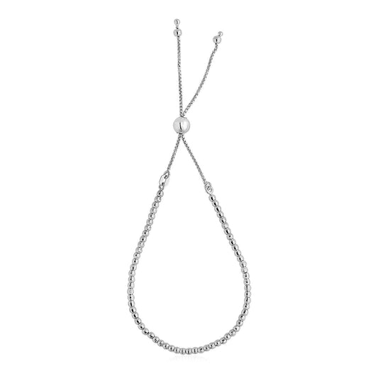 Verstellbares, feines glänzendes Perlenarmband aus Sterlingsilber (1,50 mm)