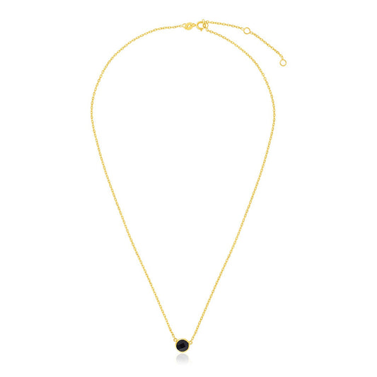 14 Karat Gelbgold 17 Zoll Halskette mit rundem Onyx