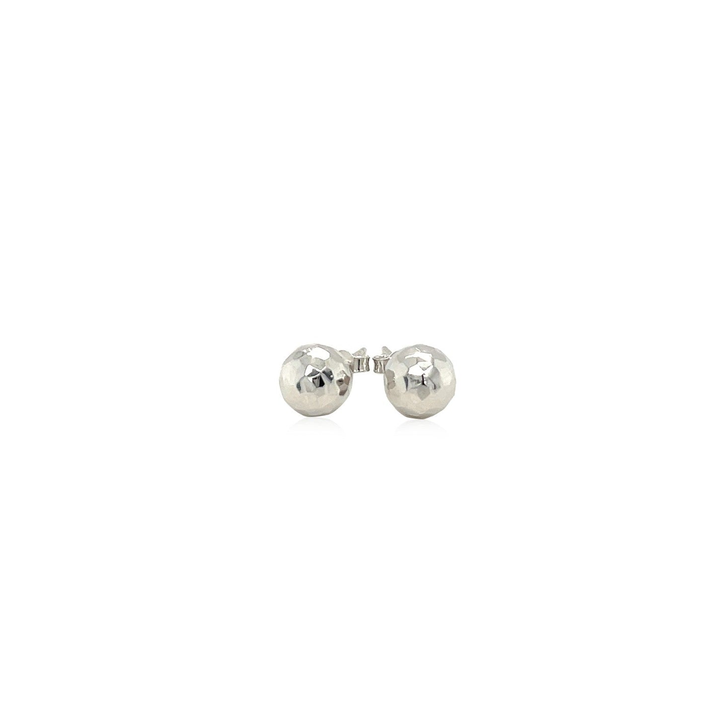 14 Karat Weißgold Kugelohrringe mit facettierter Textur (7mm)