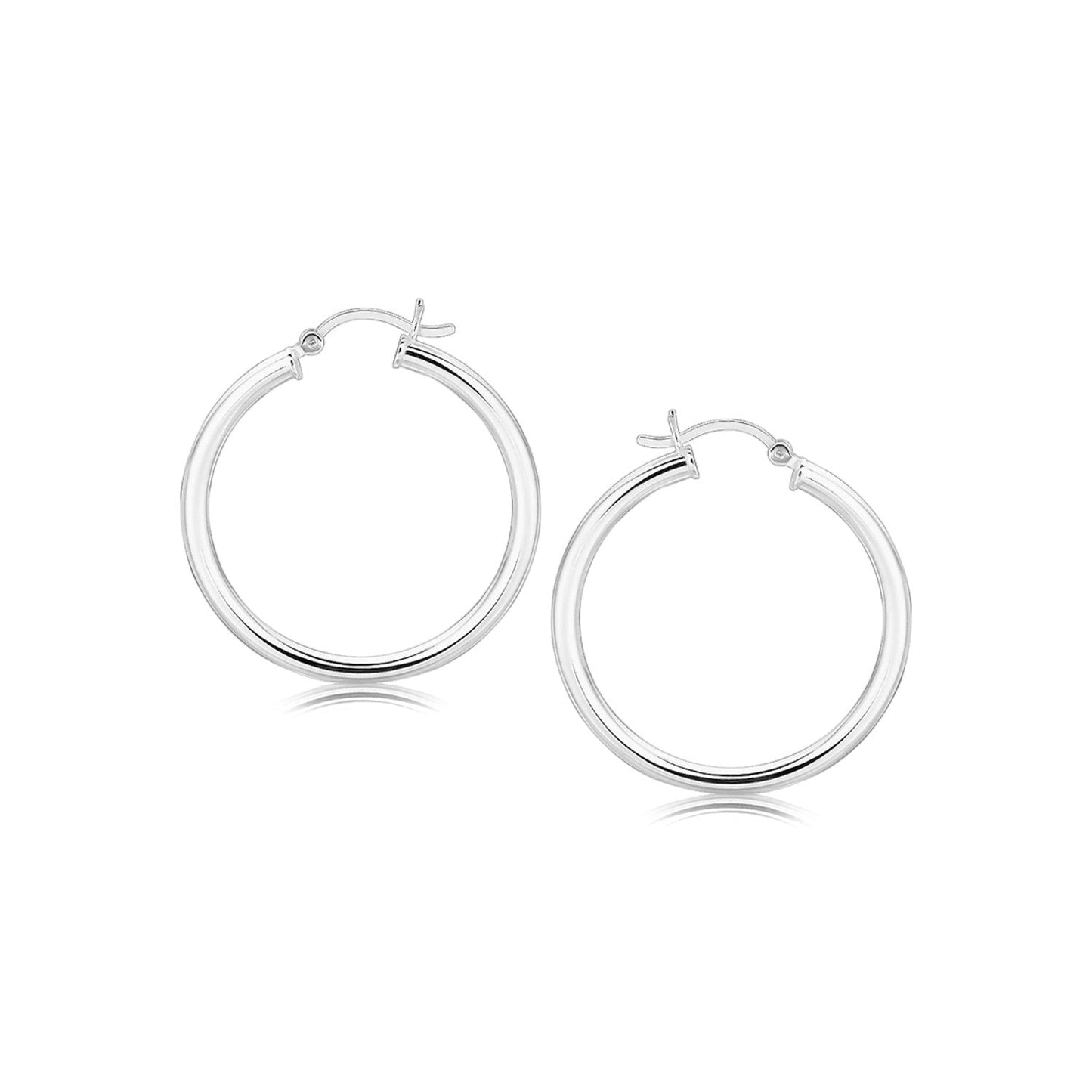 Ohrringe aus Sterlingsilber im Creolen-Stil mit polierter Rhodiumbeschichtung (30mm)