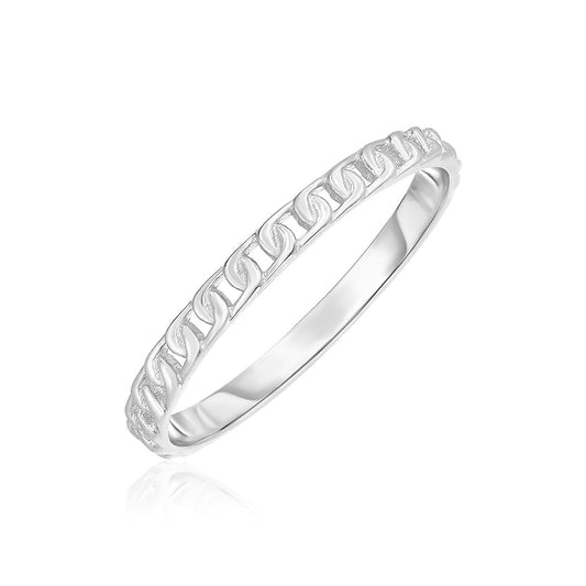 Bague en or blanc 14 carats avec texture perlée