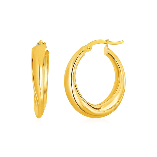Boucles d'oreilles créoles ovales en or jaune 14 carats