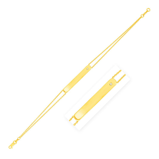 Armband aus 14 Karat Gelbgold mit gravierbarem Balken und Diamant