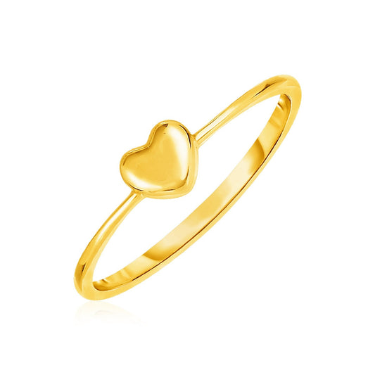 14K Gelbgoldring mit gewölbtem Herz (1,40 mm)