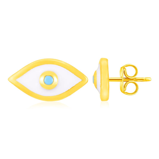 14K Gelbgold Evil Eye Ohrringe mit Emaille