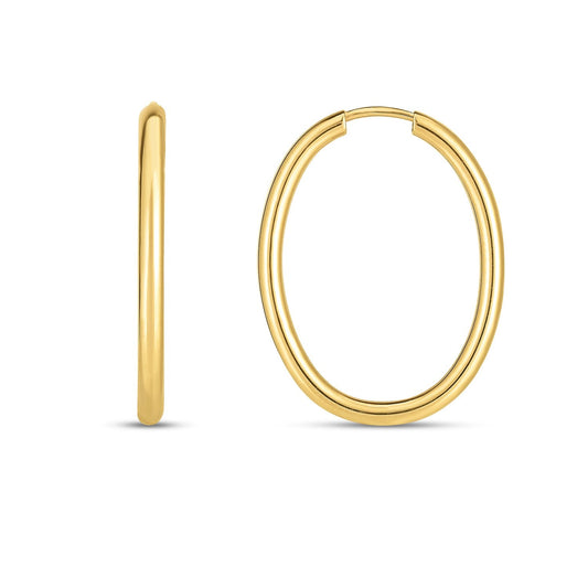 14 Karat Gelbgold Endlose Ovale Creolen (2x25mm)