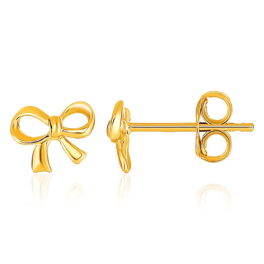 Boucles d'oreilles clous style nœud en or jaune 14 carats